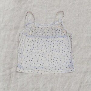 Coquette Lace Trim Floral Print Tank Top